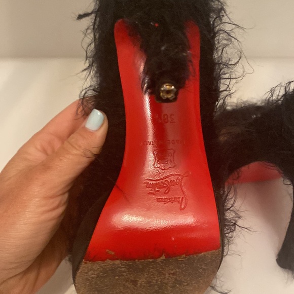 Christian louboutin black fuzzy open toe pumps - Picture 4 of 6